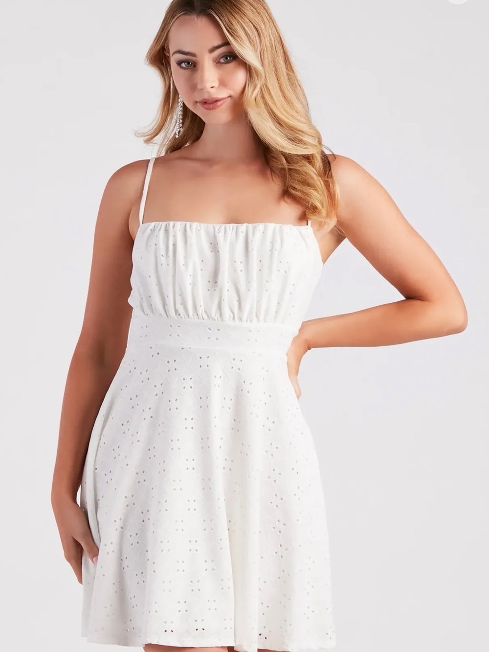 Windsor White Eyelet Dress with Spaghetti Straps